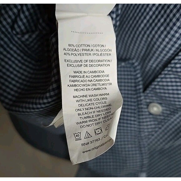 Penguin Munsingwear Short Sleeve Button Shirt Checkered, Blue, Sz Youth XL - Picture 9 of 9